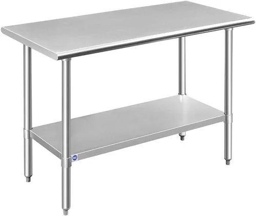 Miniatura 18 de Mesa de acero inoxidable para preparación y trabajo con protector contra salpicaduras, 24x72 pulgadas