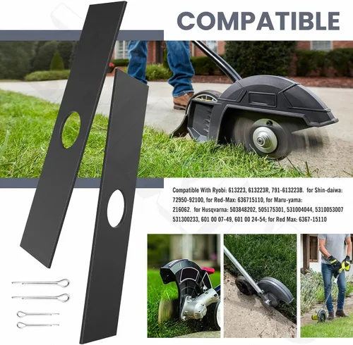 Miniatura 3 de Paquete de 5 cuchillas universales de 8 x 2 pulgadas para Stihl Kobalt Echo Ryobi Ego Edger, 1 pulgada de orificio central de repuesto para 613223