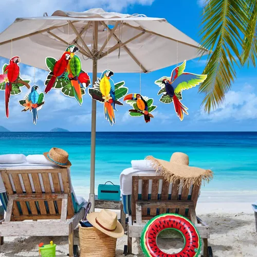 Miniatura 5 de 6 piezas de recortes de panal de pájaros tropicales – Decoración hawaiana Luau Tropical para verano, playa, selva, safari, selva tropical, fiesta