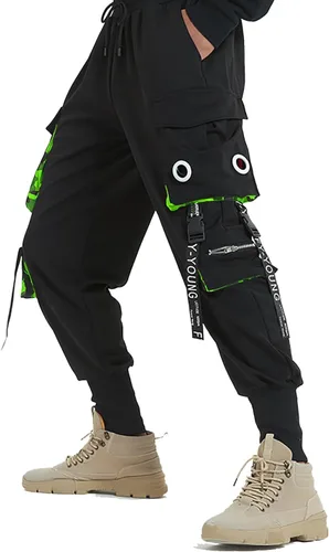 Miniatura 4 de Hello MrLin Pantalones deportivos para hombre, estilo punk, cargo, holgados, para hip hop, pantalones de harén, pantalones tácticos para atletismo