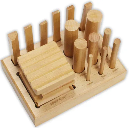 Miniatura 8 de Canal en U de 7 piezas Bloque de madera dura lisa Juego de punzones en forma de martillo Tamaños: 0.984 in-0.433 in Ranura en V de 90°