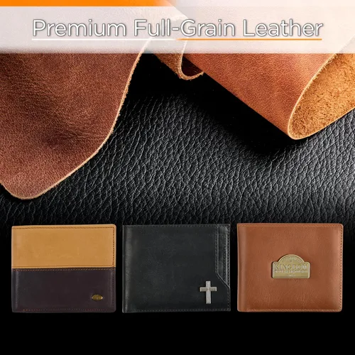 Miniatura 9 de Christian Art Gifts Cartera clásica de cuero de grano completo para hombre con emblema cruzado, bloqueo RFID para tarjetas, identificación, ranuras