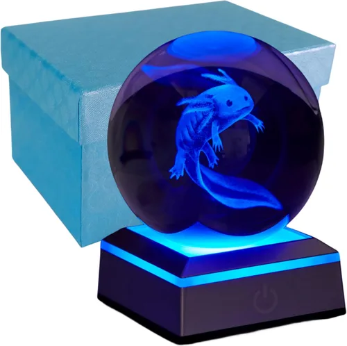 Miniatura 10 de Lámpara de noche de bola de cristal 3D con base LED - Lámpara de bola de cristal en forma de pez para cumpleaños, festividades, regalos de Navidad