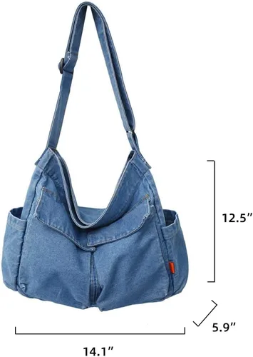 Miniatura 7 de Yohora Bolso de hombro de mezclilla, estilo casual, ligero, retro, de viaje, bolso cruzado para adolescentes, niñas y mujeres