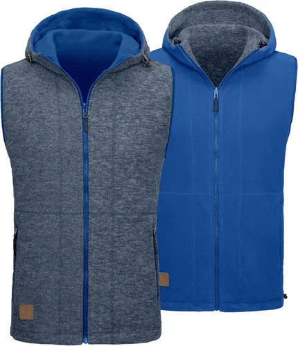Miniatura 14 de Little Donkey Andy Chaleco de forro polar reversible para hombre, ligero, cálido, sin mangas, con capucha, para senderismo, caminar, viajar