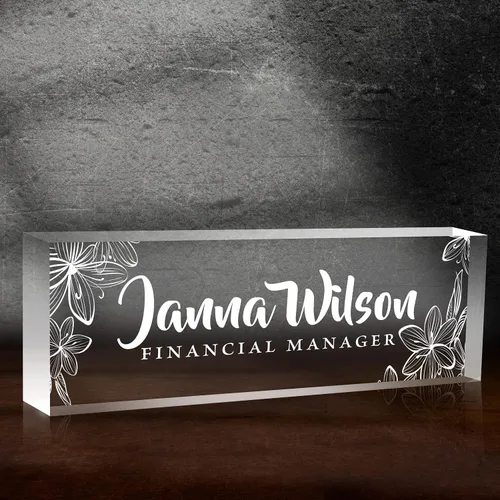 Miniatura 28 de Placa de nombre de escritorio personalizada, placa de nombre de acrílico de margarita africana de alta calidad, placa de nombre personalizada