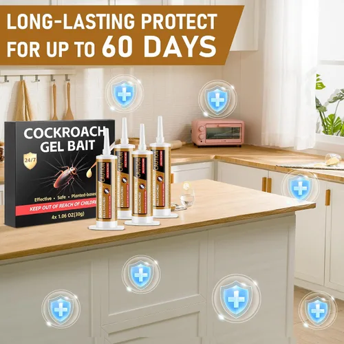 Miniatura 3 de Paquete de 6 gel grande para cucarachas, gel de cucaracha para el hogar, cocina, interior, perfecto para zonas difíciles de alcanzar, 1.06 onzas