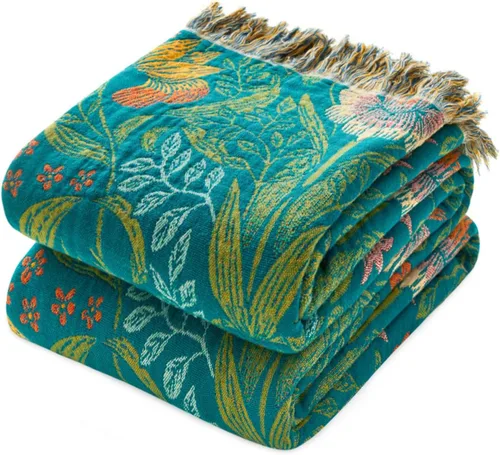 Miniatura 42 de Manta Decorativa Bohemia - Mantas Decorativas de Algodón 100% Suave y Transpirable, 50"x60" Colcha de Algodón Muselina Ligera de 4 Capas, Estampado