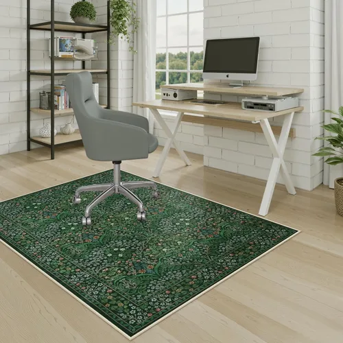 Miniatura 9 de Anidaroel Tapete de 36 x 48 pulgadas para silla de oficina con diseño floral verde para suelo de madera dura, alfombra de oficina para silla