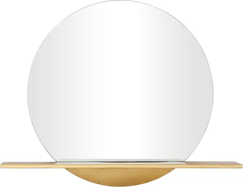 Deco 79 Espejo de pared de metal para habitación, 1 estante, espejo de entrada, espejo montado en la pared 35 x 4 x 28 pulgadas, dorado