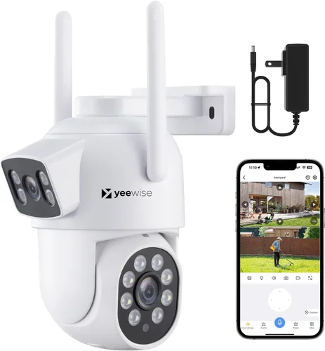 Miniatura 9 de YEEWISE Sistema de cámara de seguridad inalámbrica Wi-Fi 6 2K con monitor de 12 pulgadas, cámaras de seguridad WiFi de doble lente con inclinación