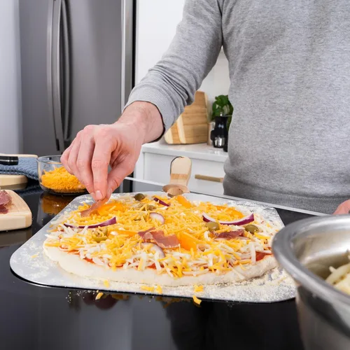 Miniatura 4 de Old Stone Pizza Kitchen - Pala de aluminio para pizza con mango de madera plegable, 12 x 14 pulgadas