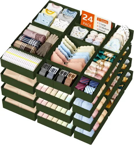 Miniatura 17 de DIMJ Organizador de cajones de ropa – Paquete de 20 contenedores organizadores de cajones de armario para almacenamiento de ropa de bebé, Rosa