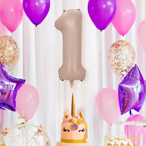 Miniatura 2 de Globos de papel aluminio rosa claro número 4, 40 pulgadas