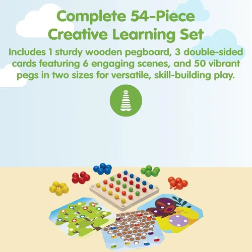 Miniatura 2 de PlanToys® Creative Peg Board juguete de madera para niños de 3 años en adelante Juego educativo Montessori para la imaginación, habilidades
