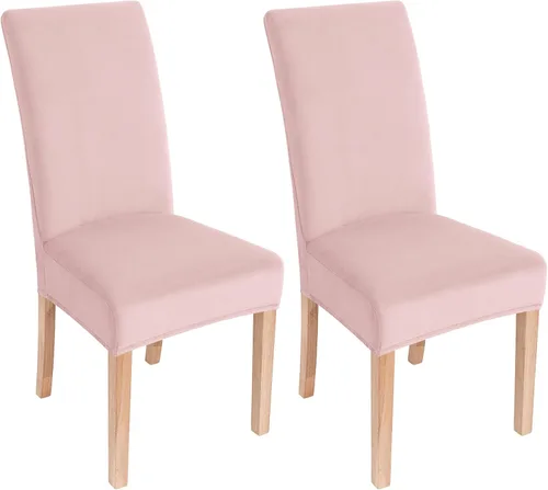 Miniatura 55 de smiry - Fundas para sillas de comedor de terciopelo elástico y suave, extraíbles, Terciopelo, Beige