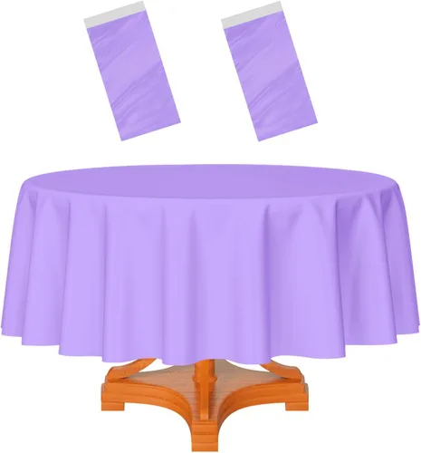 Miniatura 38 de HEIPINIUYE - Paquete de 2 manteles redondos de 84 pulgadas de plástico beige, manteles de mesa impermeables desechables para redondas, ideales