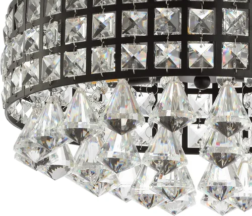 Miniatura 6 de JONATHAN Y Lámpara de techo negra de 3 luces de 14.5 pulgadas y montaje empotrado de cristal, lámpara de techo con gotas de cristal facetadas