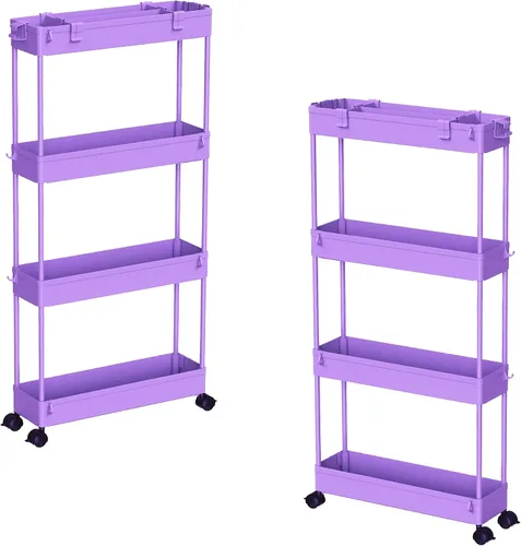 Miniatura 12 de SAKA - Carrito de almacenamiento delgado, carrito de almacenamiento rodante para el baño de 4 niveles, carrito organizador móvil de estanterías