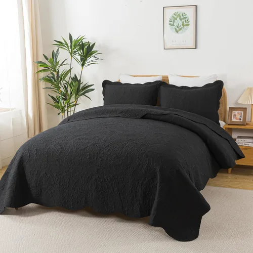 Miniatura 64 de HoneiLife - Juego de colcha de tamaño Queen, juego de ropa de cama de pana bordada de 3 piezas, colcha de lujo, ligera, cálida, para todas las Pana
