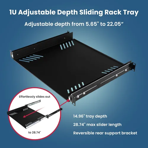 Miniatura 2 de Penn Elcom - R1290/1U - Espacio de rack - Charola antiderrapante para rack (Audio, AV, IT; DV). Estante de equipo para 1 espacio en bastidor hasta