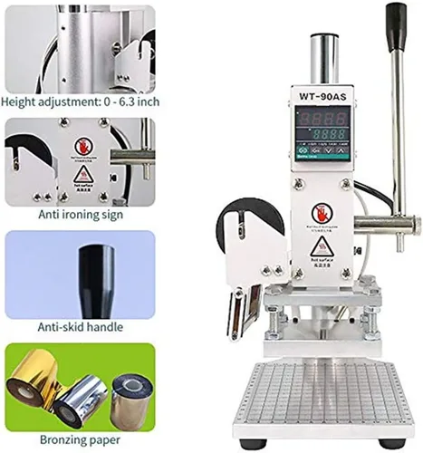 Miniatura 2 de YUNSHINE Máquina de estampado de prensa en caliente de 110 V, impresora de control de temperatura manual para fabricante de tarjetas de papel