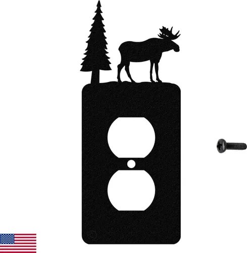 Miniatura 14 de Moose & Cabin - Placa de pared para interruptor de luz de palanca doble (palanca doble, negro) - Fabricado en Estados Unidos