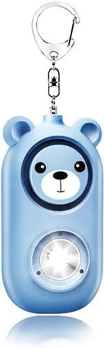 Miniatura 12 de Llavero de alarma de seguridad personal con luz LED, alerta de emergencia de 130 dB, diseño de oso recargable para mujeres, niños y niñas