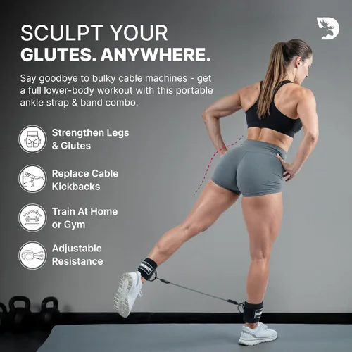 Miniatura 2 de DMoose Fitness Ankle Strap for Cable Machine - One Size Fit with Premium Padding Cuffs, Ankle Bands for Working Out, Booty Workouts, Leg Extension