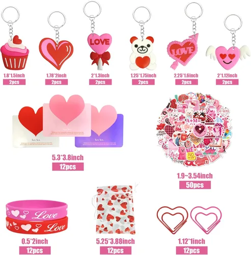 Miniatura 2 de BANBALLON Regalos de fiesta del día de San Valentín, llaveros de amor, tarjetas de felicitación, calcomanías de clip de papel en forma de corazón