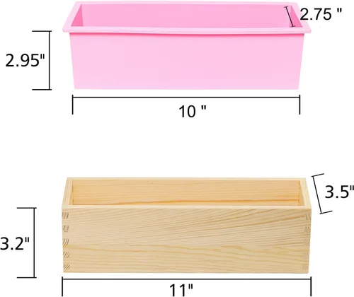 Miniatura 5 de Lerykin - Molde de jabón rectangular de 42 oz, molde de jabón flexible de silicona con caja de madera para hacer jabón artesanal casero, herramienta