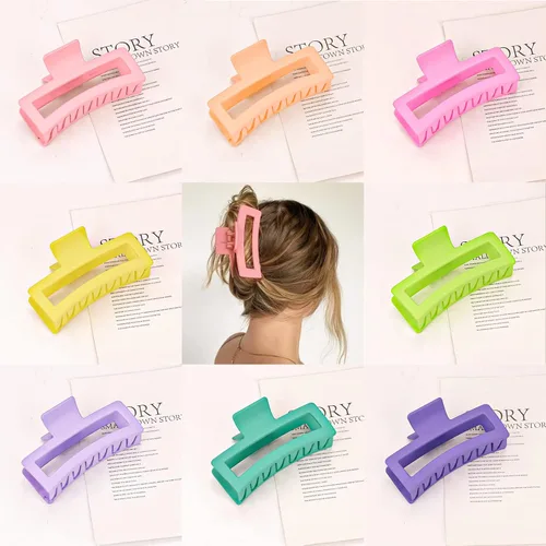 Miniatura 5 de 8 pinzas para el cabello cuadradas extra grandes de 5 pulgadas, pinzas rectangulares mate para mujeres y niñas, pinzas de sujeción fuerte XL jumbo