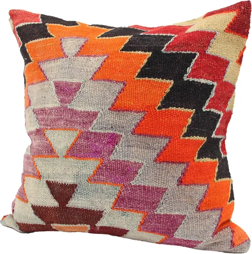 Accent Kilim Pillow Cover 18x18 inch Oriental Vintage Bohemian Crochet Anatolian Turkish Ottoman Country Home Design Decorative Chevron Modern