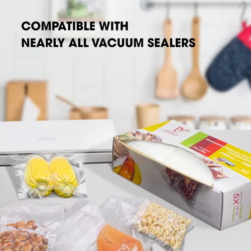 Miniatura 6 de Vesta - Bolsas selladoras al vacío de precisión para alimentos, 8 x 12 pulgadas y 6 x 10 pulgadas, 200 unidades (100 cuartos de galón y 100 pintas)