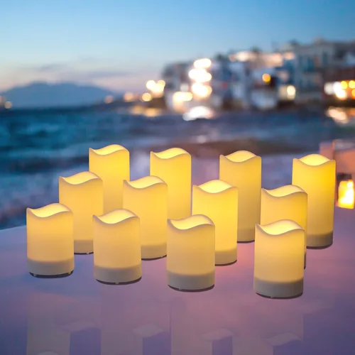 Miniatura 4 de Vela solar, pilar sin llama parpadeante impermeable para exteriores, velas electrónicas LED con sensor de luz integrado, temporizador inteligente