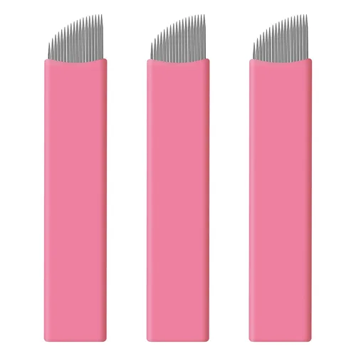 Miniatura 13 de 50 piezas de hoja de microblading desechables rosa #16 nano-cuchillas 0.006 in nano-agujas perfectas para trazos de cabello, cejas, agujas más finas