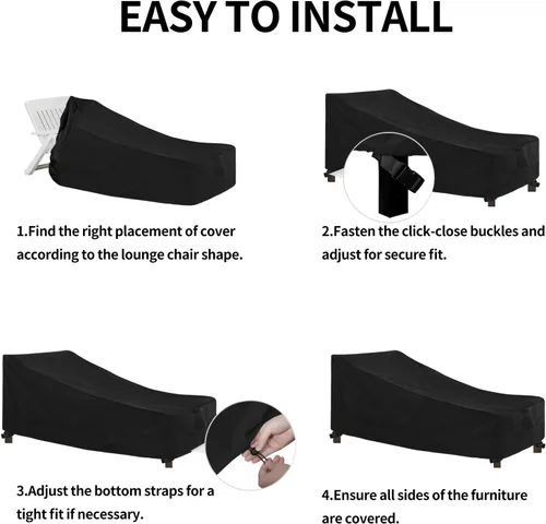 Miniatura 7 de Easy-Going Funda Impermeable para Tumbona de Patio Resistente a Rayos UV Fundas para Tumbonas de Exterior con Costuras Selladas con Cinta
