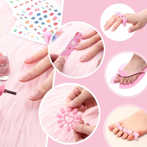 Miniatura 4 de Kit de spa de 85 piezas, kit de arte de uñas, suministros para fiesta de pijamadas con bañera inflable de 12.5 x 12.5 pulgadas, toalla de baño