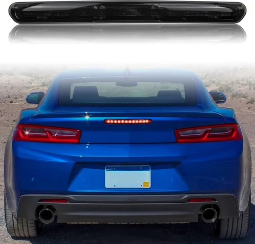 Tercera luz LED de freno para Camaro 16-20, KEWISAUTO luz de parada central montada en alto negra ahumada para accesorios Camaro Gen6 2016-2020