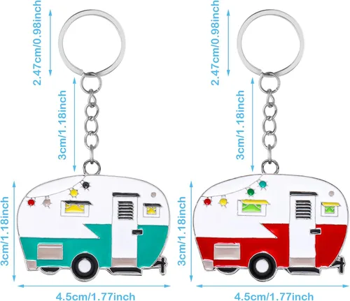 Miniatura 2 de 2 Piezas Llavero de Caravana, Llavero de Caravana RV Accesorios de Caravana para Remolques de Viaje Llavero Retro de Coche de Camping