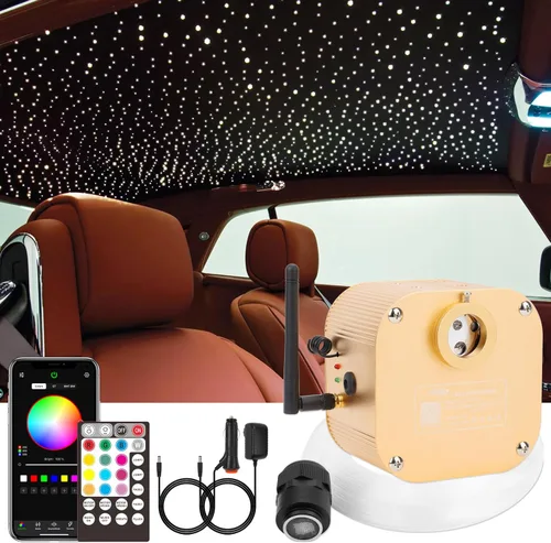CHINLY Starlight - Kit de luces de fibra óptica, 550 unidades, 13.1 pies, 0.02 pulgadas, 16 W, modo de música, Bluetooth, control remoto, control