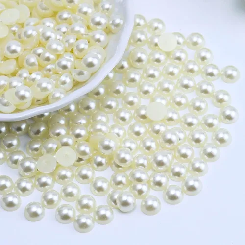 Miniatura 29 de 1500 PIEZAS 4mm Perlas Blancas de Media Parte Plana para Manualidades Joyería Álbum de Recortes Decoración de Uñas, Perlas de Parte Plana para Blanco