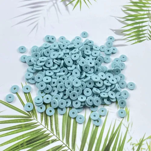 Miniatura 2 de 2000 cuentas de vinilo Heishi planas, redondas, de arcilla polimérica, espaciadoras para hacer pulseras, collares, aretes, accesorios para Blanco