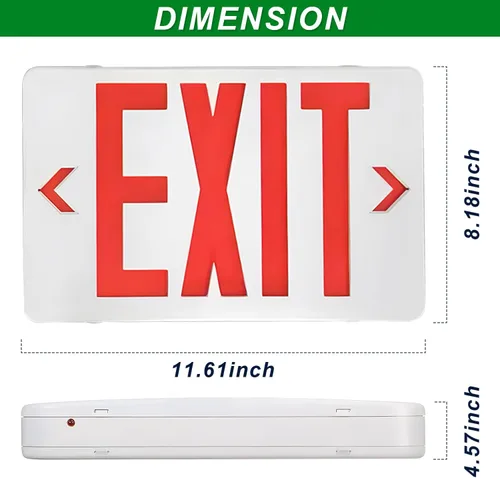 Miniatura 6 de OSTEK Señal de emergencia de salida LED, color rojo/verde, conmutable, estándar, batería de respaldo, lámpara LED doble, resistencia al fuego ABS