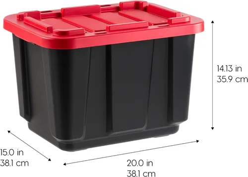 Miniatura 2 de IRIS USA Paquete de 4 contenedores de almacenamiento de 12 galones con tapas, fabricados en Estados Unidos, contenedores de plástico resistentes Rojo