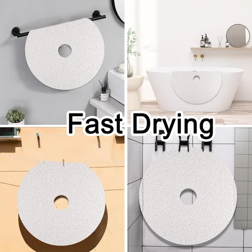 Miniatura 6 de Tapete de ducha antideslizante, redondo para ducha interior, tapete de bañera antideslizante, tapete de baño de secado rápido, tapete de lufa