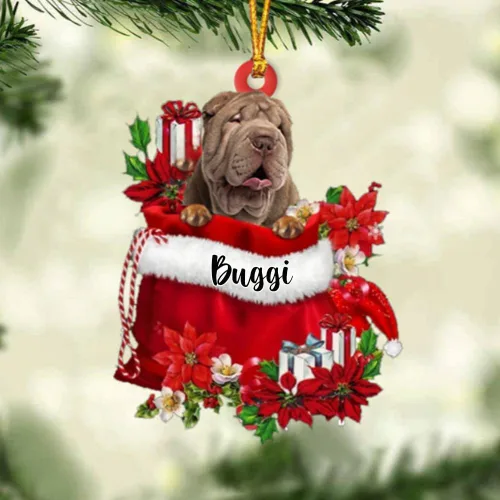 Miniatura 87 de Perro Akita Inu personalizado en bolsa de regalo, adorno de Navidad, nombre personalizado, regalo para amantes de los perros, familia, Navidad