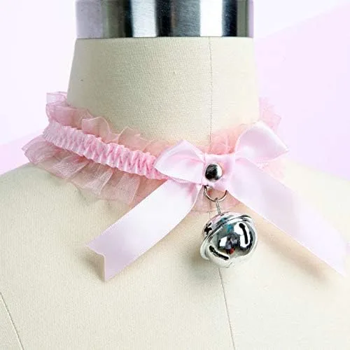 Miniatura 4 de Pingyongchang - Gargantilla de encaje ajustable con campana, estilo gótico, collar para mujeres y niñas, extraíble para cosplay