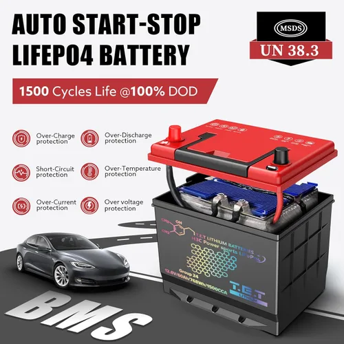 Miniatura 4 de TET - Baterías de arranque y parada para coche BCI Group 24, batería automotriz sin mantenimiento, 12.8 V, 60 Ah, 768 Wh 1500 CCA
