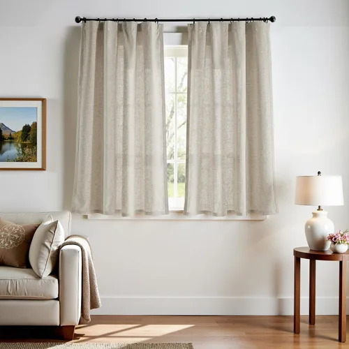 Miniatura 37 de JINCHAN Cortinas de lino de 108 pulgadas de largo, juego de 2 paneles, cortinas de ventana para sala de estar y dormitorio, cortinas
